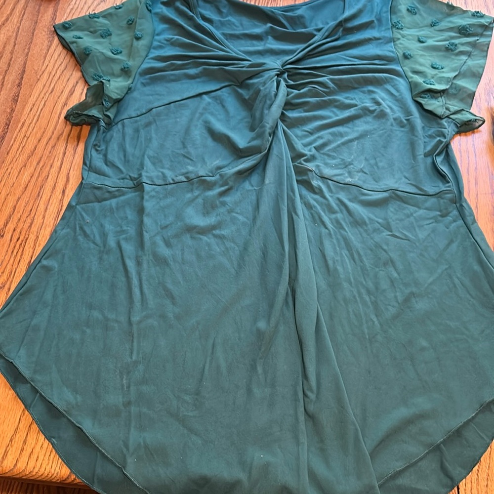 Hunter green v neck shirt